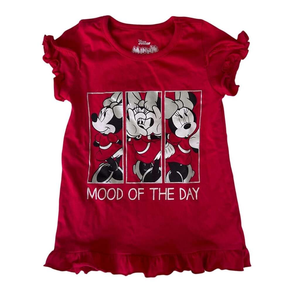 Disney Minnie Mouse Mood Of The Day Ruffle Hem Graphic T-Shirt Red Size5